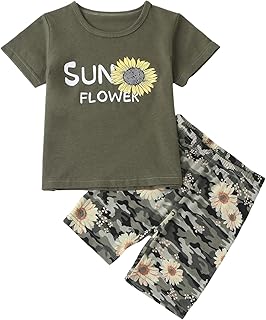 Kid Toddler Girl Butterfly Printed Short Sleeve T-Shirt + Waist Shorts Set 2PC Clothing For Summer