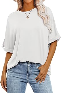 Womens Tops Oversized T Shirts Short Sleeve Crewneck Summer Casual Loose Basic Tee Shirt 2025 Trendy Fashion Clothes