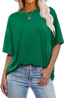 Womens Oversized T Shirts Short Sleeve Crewneck Tops Casual Loose Basic Tee Shirts 2025 Summer Trendy Outfits