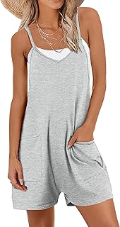 Womens Rompers Summer Casual Loose Sleeveless Overalls Spaghetti Strap Shorts Jumpsuit 2025 Beach Vacation Outfits
