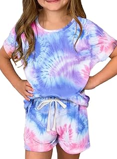 Girl's Summer Cute T-Shirt and Shorts Set with Side Pockets