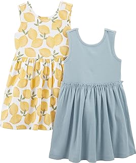 Girls' Short-Sleeve and Sleeveless Dress Sets, Pack of 2