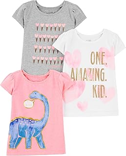 Girls' Short-Sleeve Shirts and Tops, Pack of 3