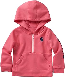 Girls' Long-Sleeve Half-Zip Hooded Sweatshirt