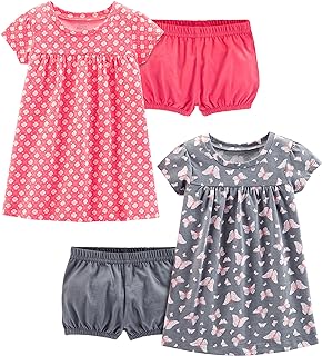 Girls' Short-Sleeve and Sleeveless Dress Sets, Pack of 2
