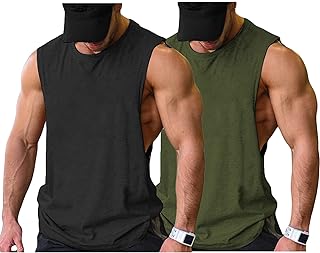 Men Workout Tank Top Gym Bodybuilding Sleeveless Muscle T Shirts Cut Off Shirts