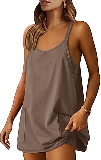 ANRABESS Women Athletic Dress Summer Tennis Workout Active Sports Mini Romper Dress Built in Shorts Travel Vacation Clothes