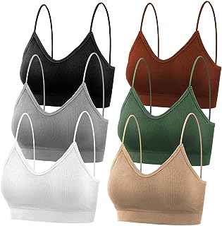 selizo Padded Bralettes for Women, 6 Pcs Sports Bras for Women Pack, V Neck Cami Bando Bra for Women Girls